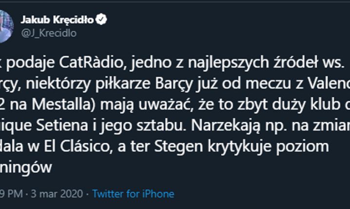 Piłkarze Barcy uważają, że to ZA DUŻY klub dla Setiena?!